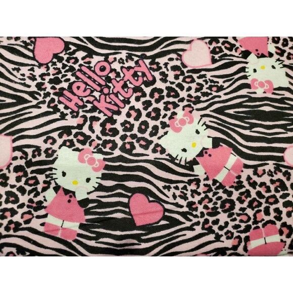 HELLO KITTY Leopard Tiger 🐅 Print PINK Hearts Hair Scrunchie FLANNEL 💗 - Picture 5 of 5
